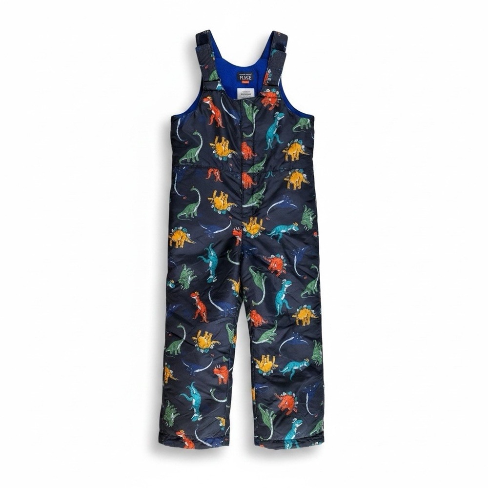 The Childrens Place Snow Overalls Dinosaurs Print Size 5T Bibs Fleece Lined